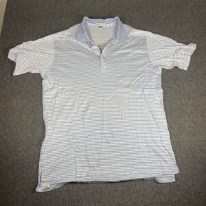 Peter Millar XL Polo Shirt Blue Striped Short Sleeve Cotton Golf Menswear